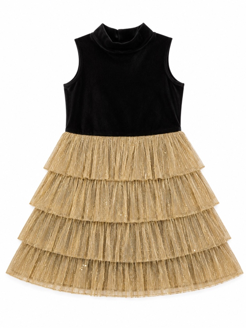 Zunie Black & Gold Tiered Tulle Party Dress for Girls